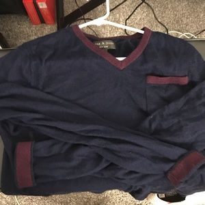 Rag N Bone V Neck Checkered Sleeve